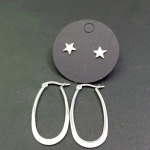 Silver hoop & stars earrings